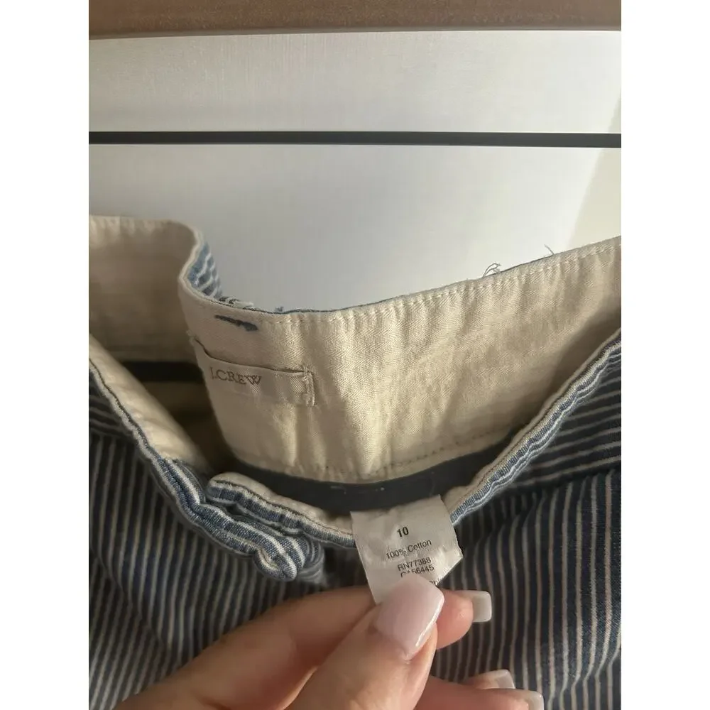 J Crew Stripped Coastal Nautical 90’s Shorts Size 10 Summer Preppy Classic - Picture 6 of 10